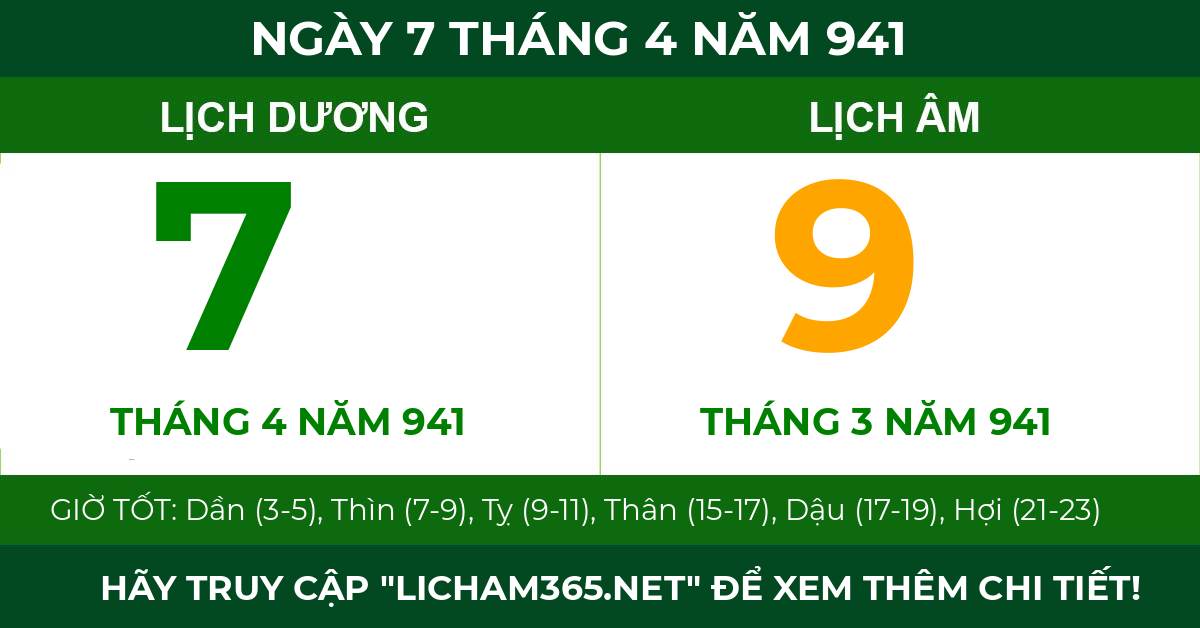 lịch âm ngày 7 tháng 4 năm 941