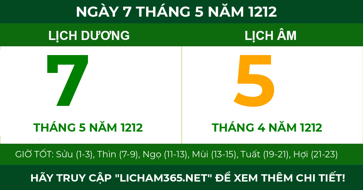 lịch âm ngày 7 tháng 5 năm 1212