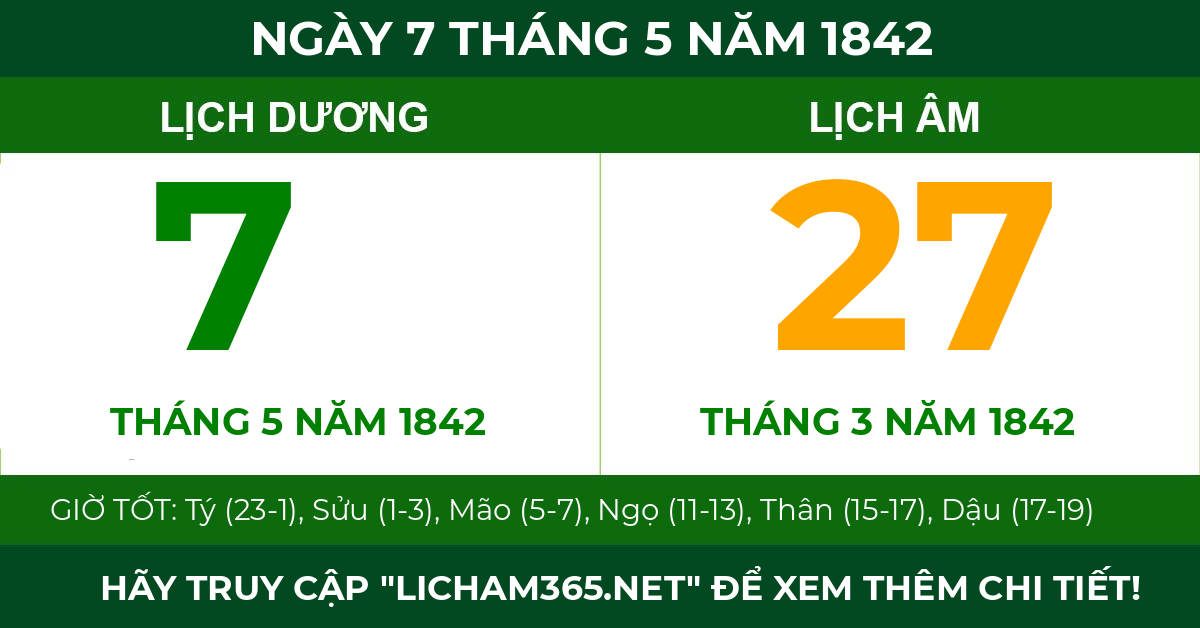 lịch âm ngày 7 tháng 5 năm 1842