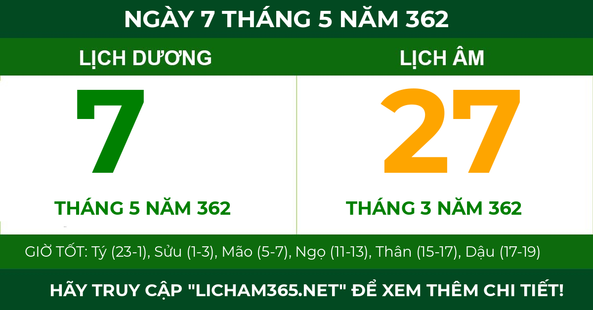 lịch âm ngày 7 tháng 5 năm 362