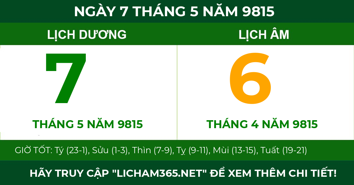 lịch âm ngày 7 tháng 5 năm 9815