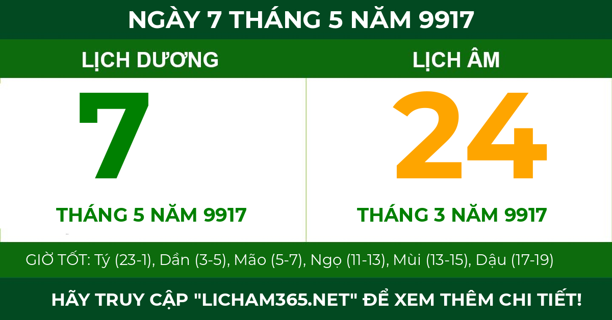 lịch âm ngày 7 tháng 5 năm 9917
