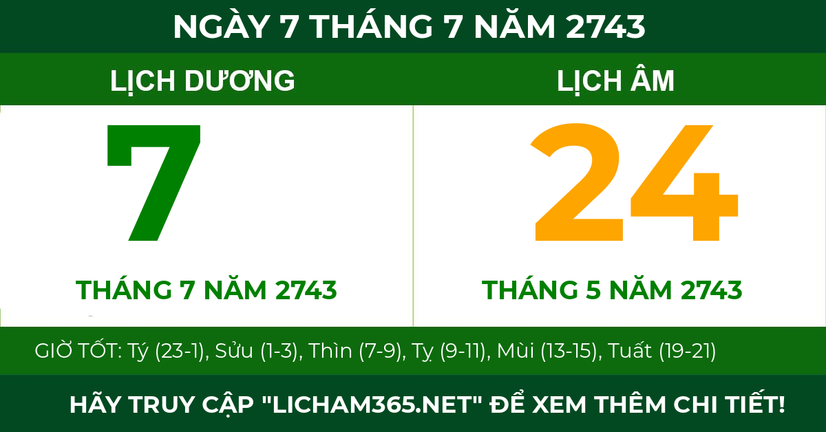 lịch âm ngày 7 tháng 7 năm 2743