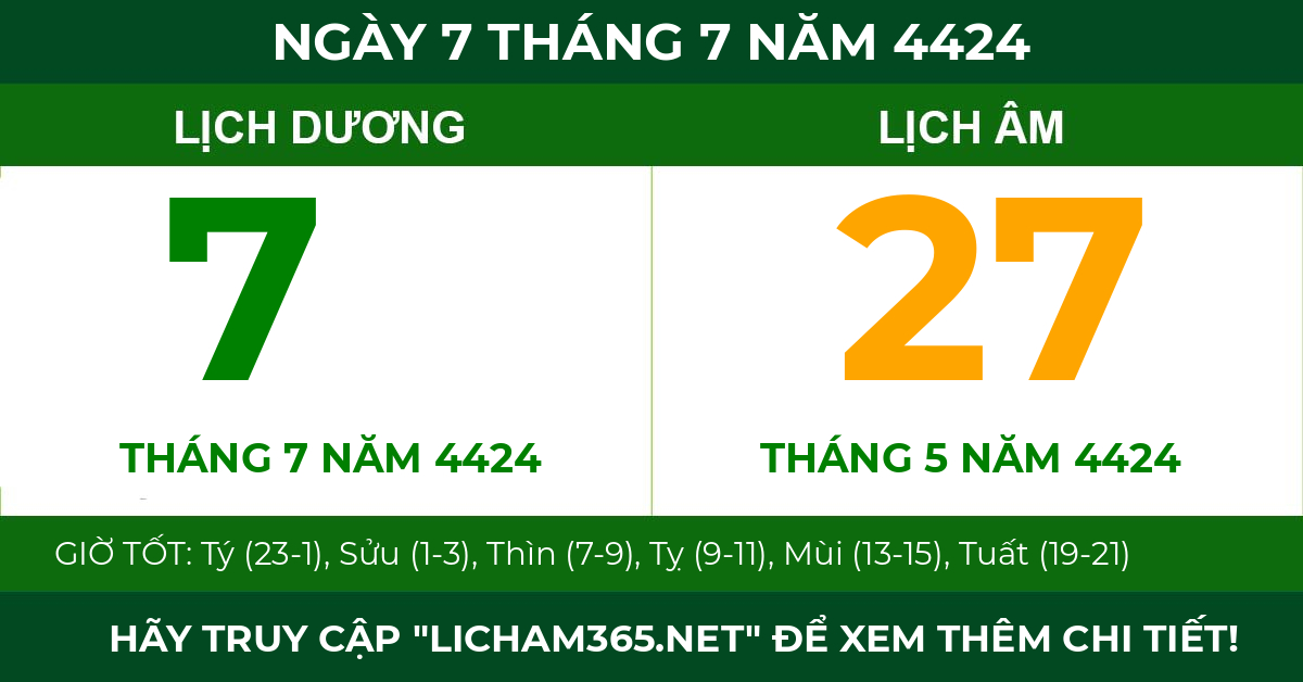 lịch âm ngày 7 tháng 7 năm 4424