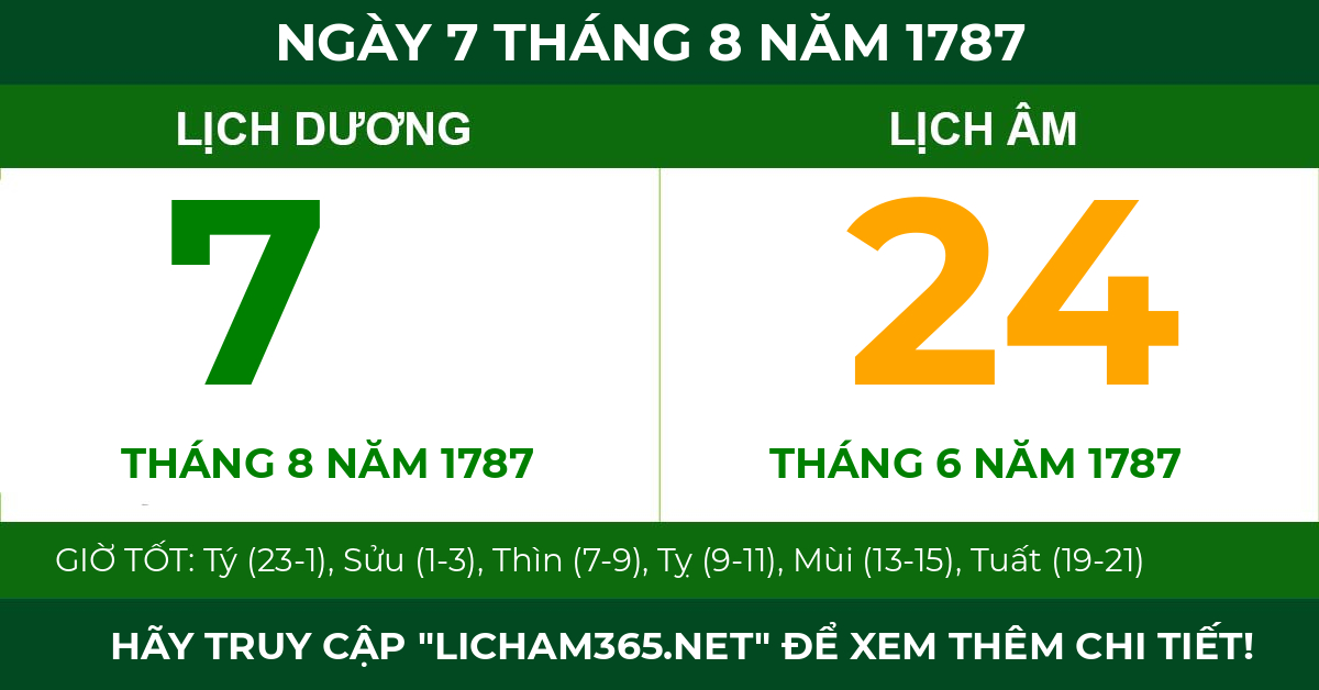 lịch âm ngày 7 tháng 8 năm 1787