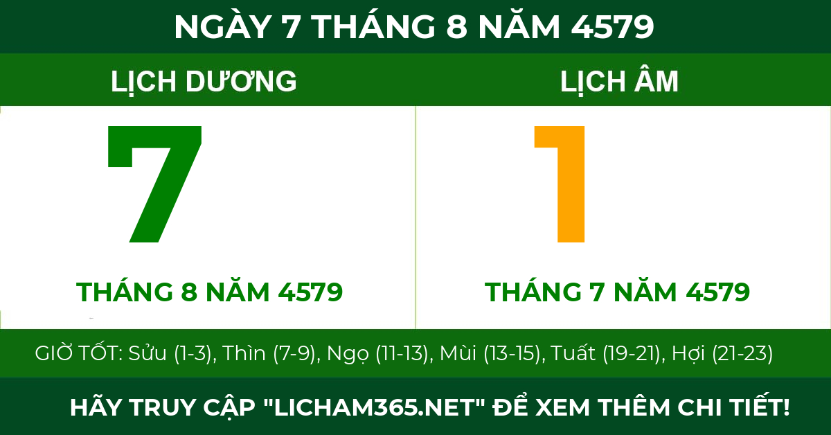 lịch âm ngày 7 tháng 8 năm 4579