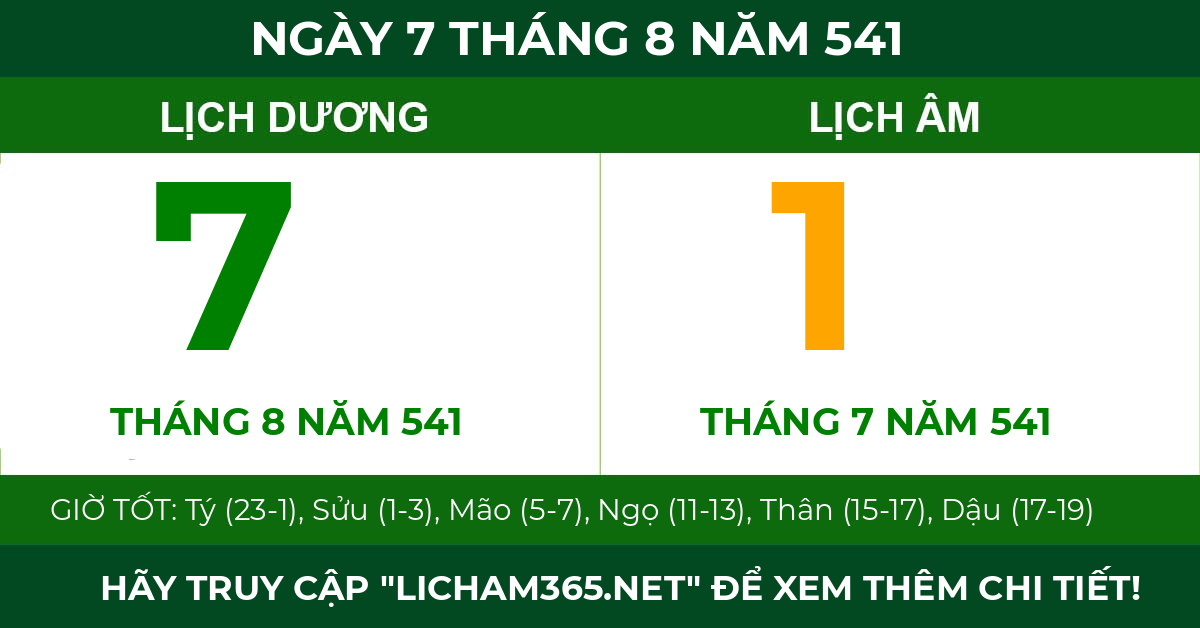 lịch âm ngày 7 tháng 8 năm 541