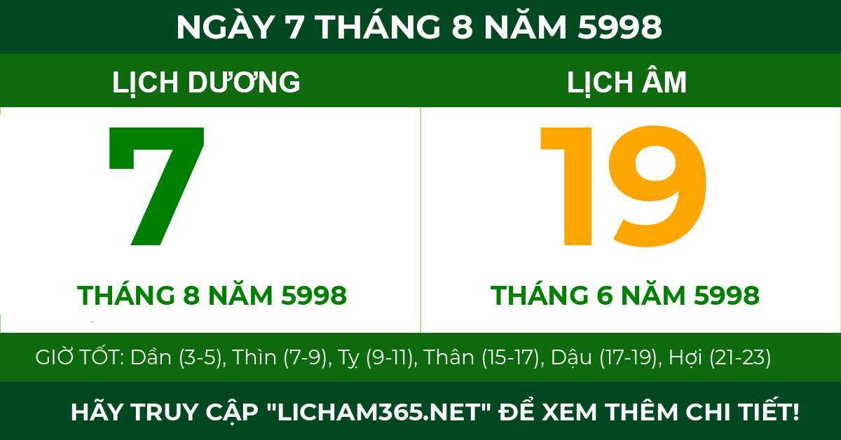 lịch âm ngày 7 tháng 8 năm 5998