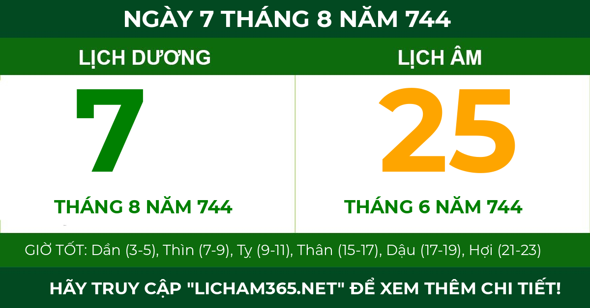 lịch âm ngày 7 tháng 8 năm 744