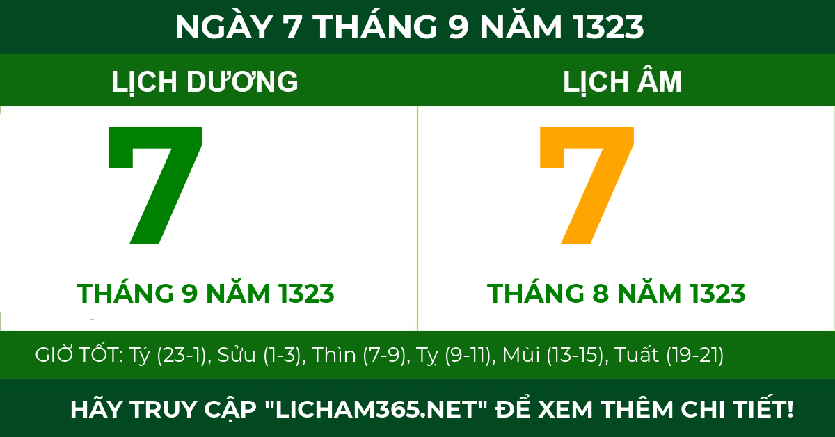 lịch âm ngày 7 tháng 9 năm 1323