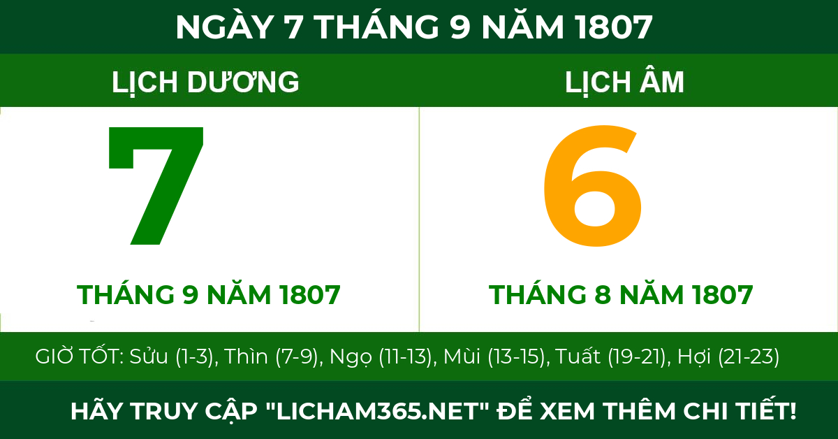 lịch âm ngày 7 tháng 9 năm 1807