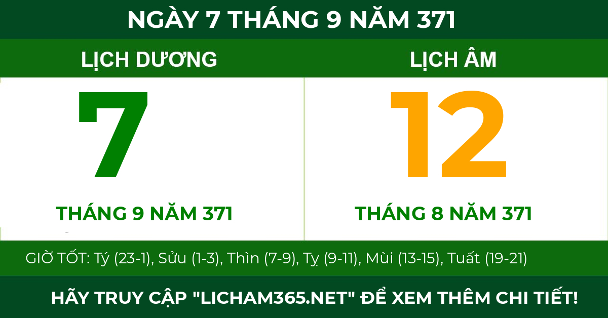 lịch âm ngày 7 tháng 9 năm 371