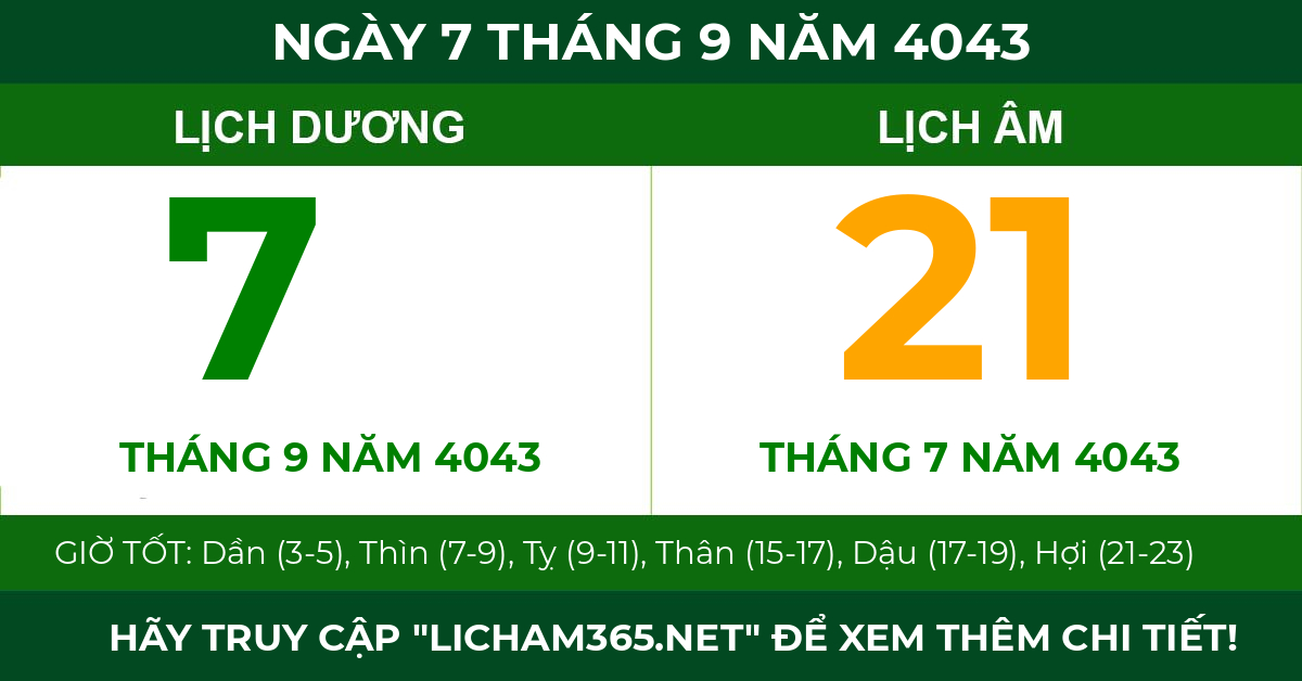lịch âm ngày 7 tháng 9 năm 4043