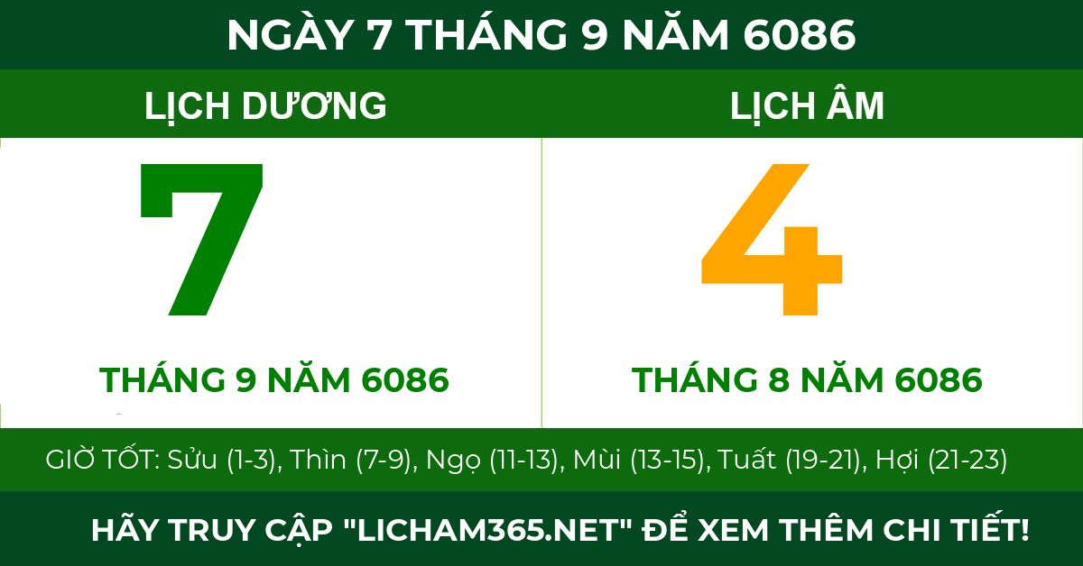 lịch âm ngày 7 tháng 9 năm 6086