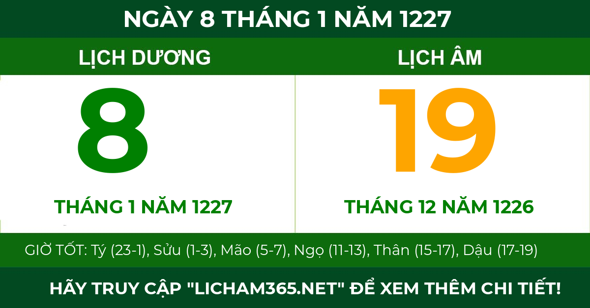 lịch âm ngày 8 tháng 1 năm 1227