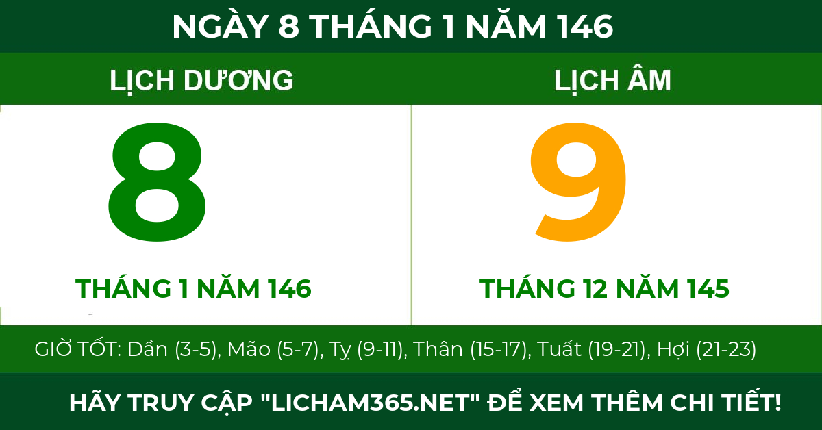 lịch âm ngày 8 tháng 1 năm 146