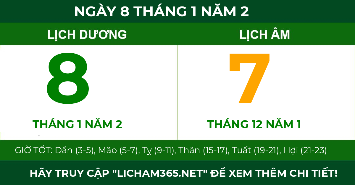 lịch âm ngày 8 tháng 1 năm 2