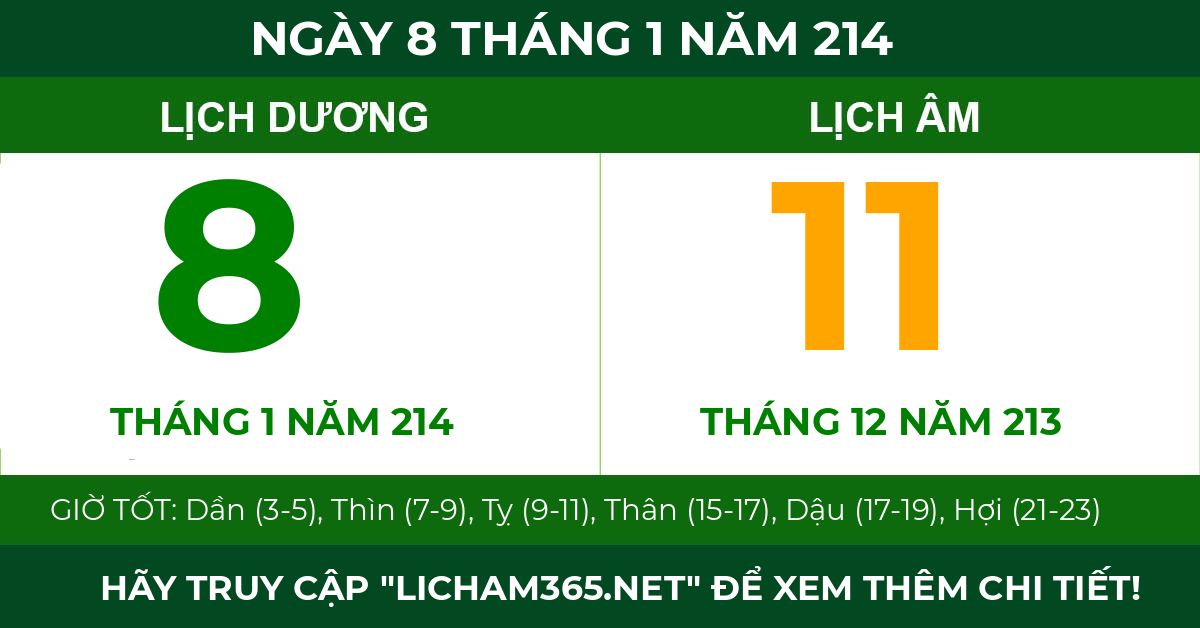 lịch âm ngày 8 tháng 1 năm 214