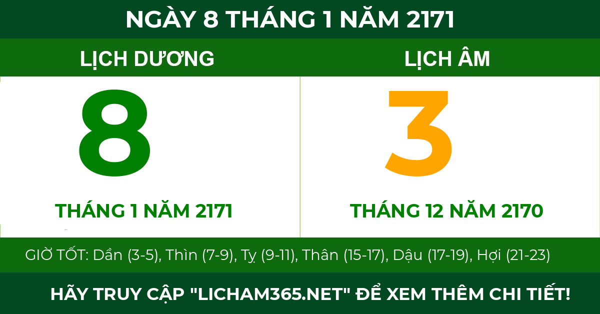 lịch âm ngày 8 tháng 1 năm 2171