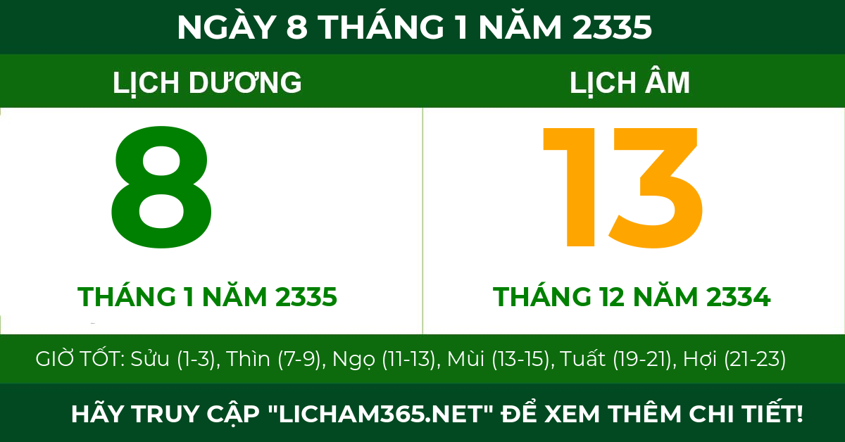 lịch âm ngày 8 tháng 1 năm 2335