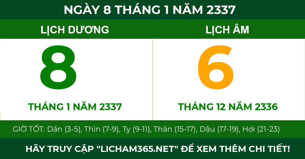 lịch âm ngày 8 tháng 1 năm 2337