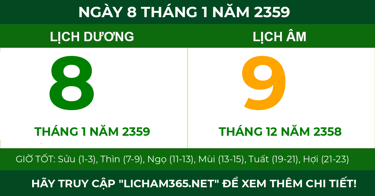 lịch âm ngày 8 tháng 1 năm 2359