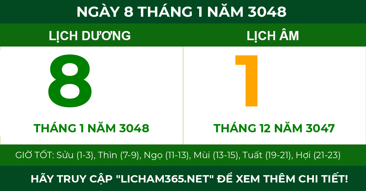 lịch âm ngày 8 tháng 1 năm 3048
