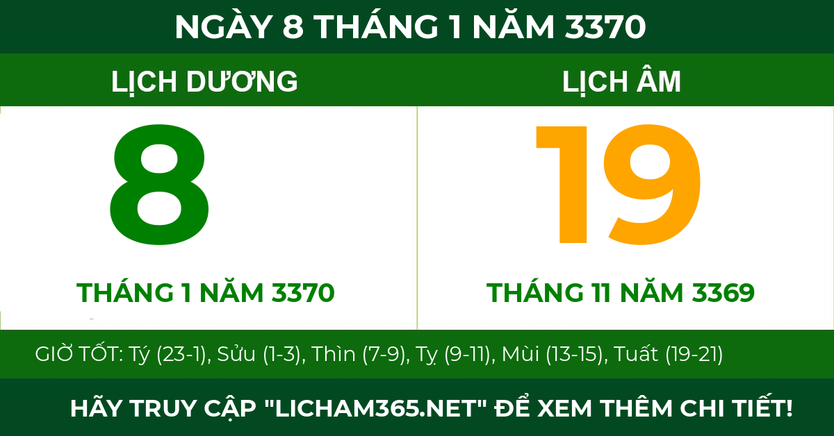 lịch âm ngày 8 tháng 1 năm 3370
