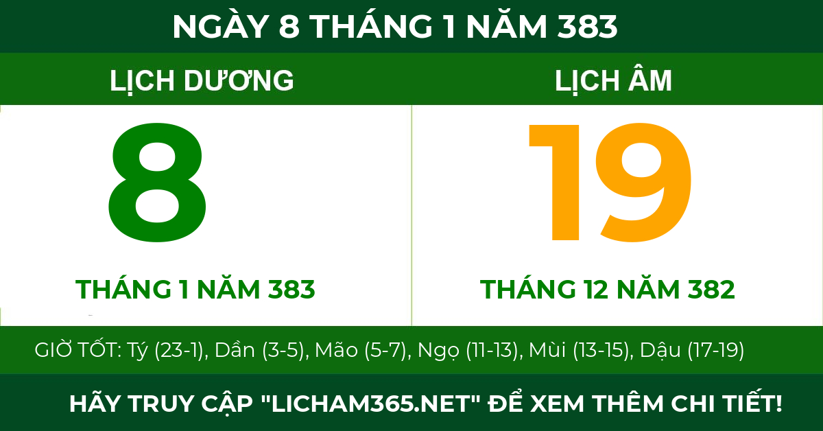 lịch âm ngày 8 tháng 1 năm 383
