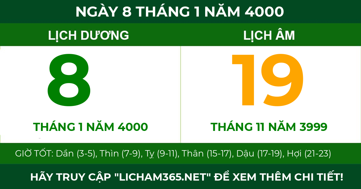 lịch âm ngày 8 tháng 1 năm 4000