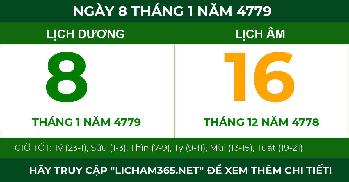 lịch âm ngày 8 tháng 1 năm 4779