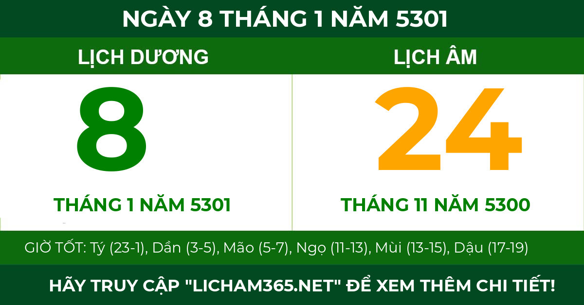 lịch âm ngày 8 tháng 1 năm 5301
