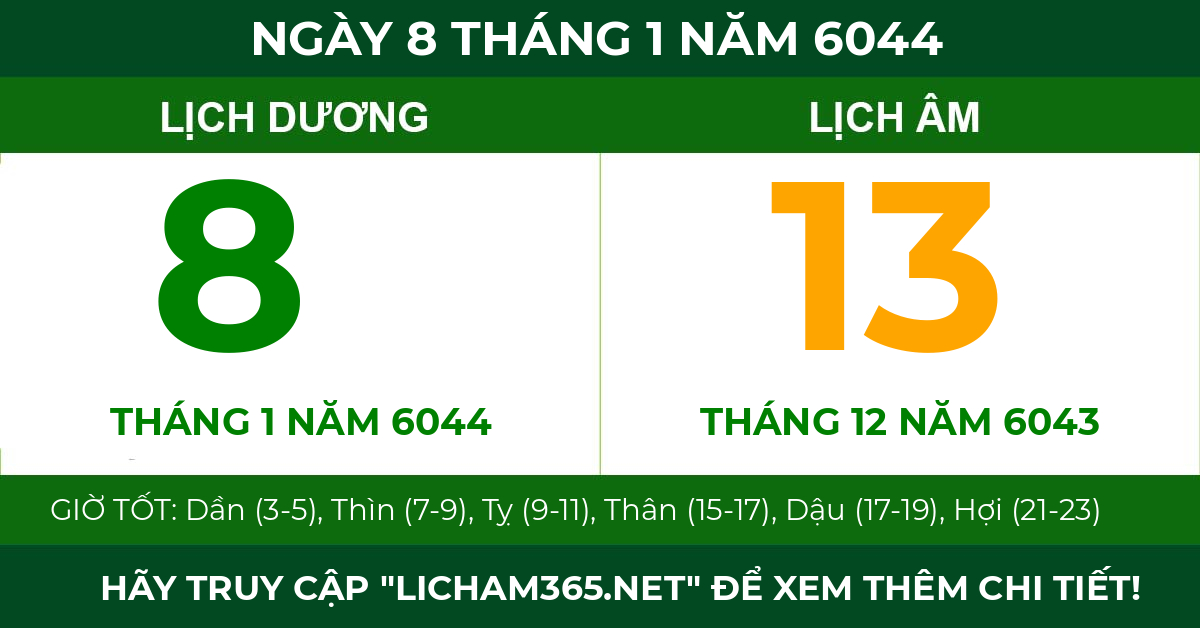 lịch âm ngày 8 tháng 1 năm 6044