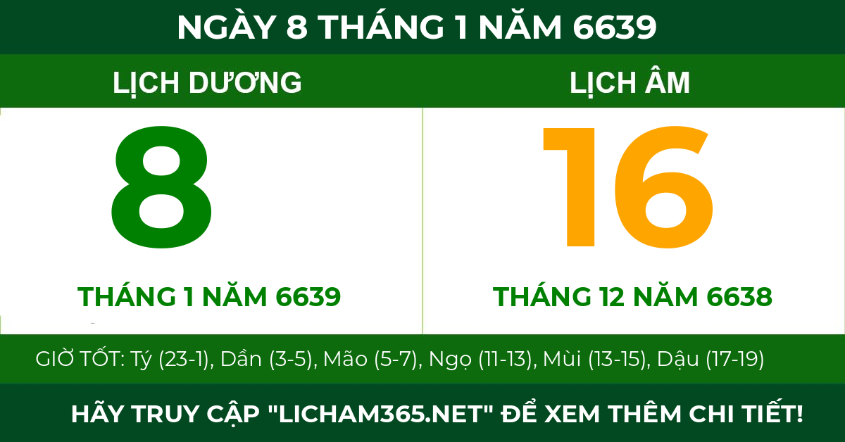 lịch âm ngày 8 tháng 1 năm 6639