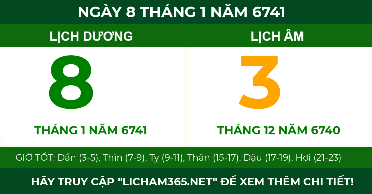 lịch âm ngày 8 tháng 1 năm 6741
