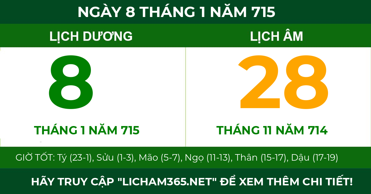 lịch âm ngày 8 tháng 1 năm 715