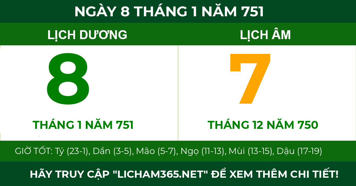 lịch âm ngày 8 tháng 1 năm 751