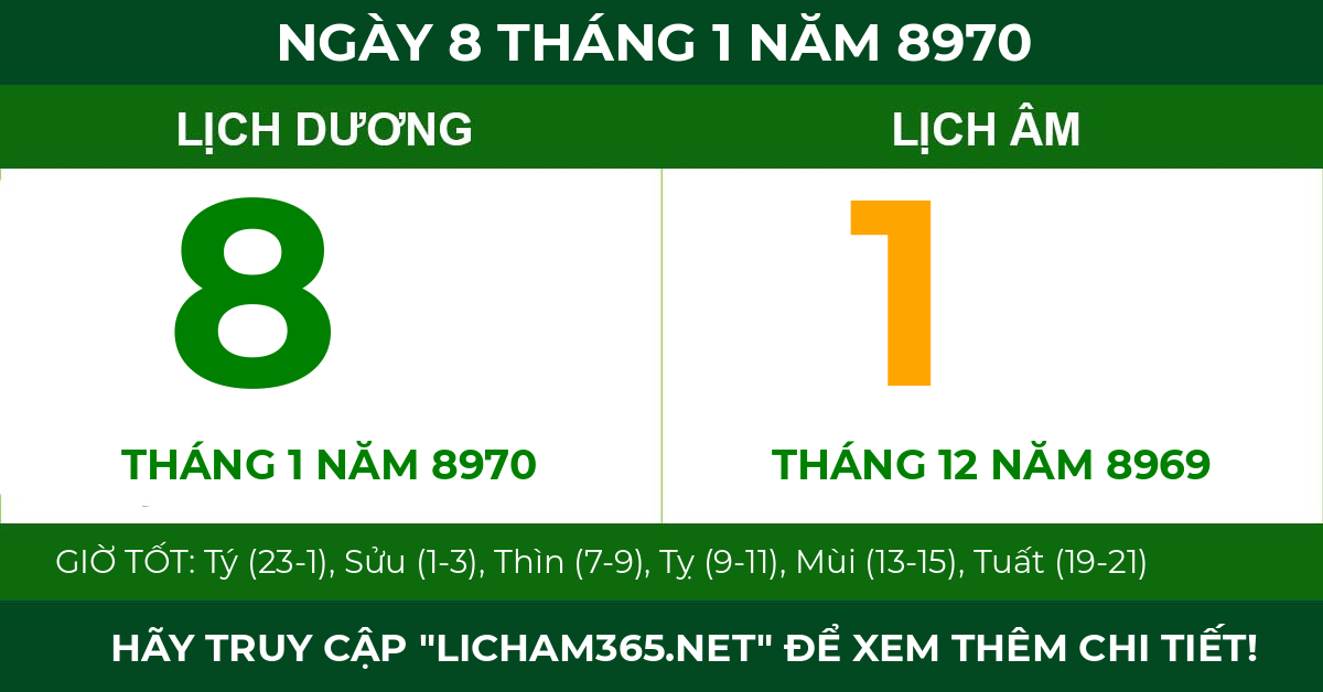 lịch âm ngày 8 tháng 1 năm 8970