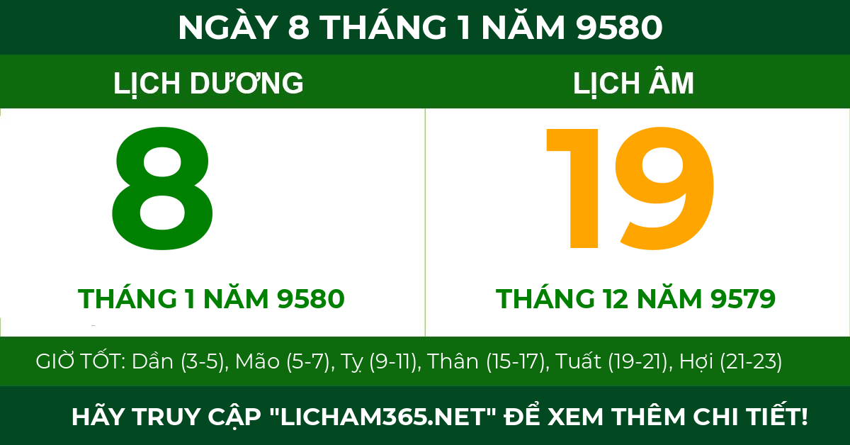 lịch âm ngày 8 tháng 1 năm 9580