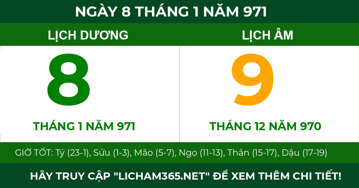 lịch âm ngày 8 tháng 1 năm 971