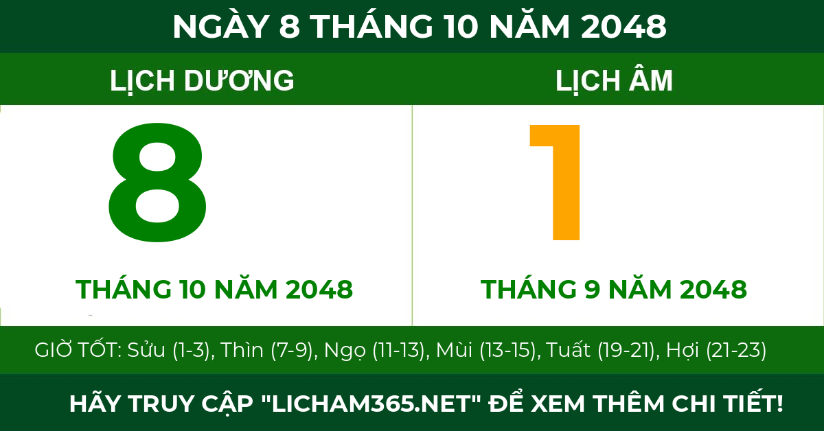 lịch âm ngày 8 tháng 10 năm 2048