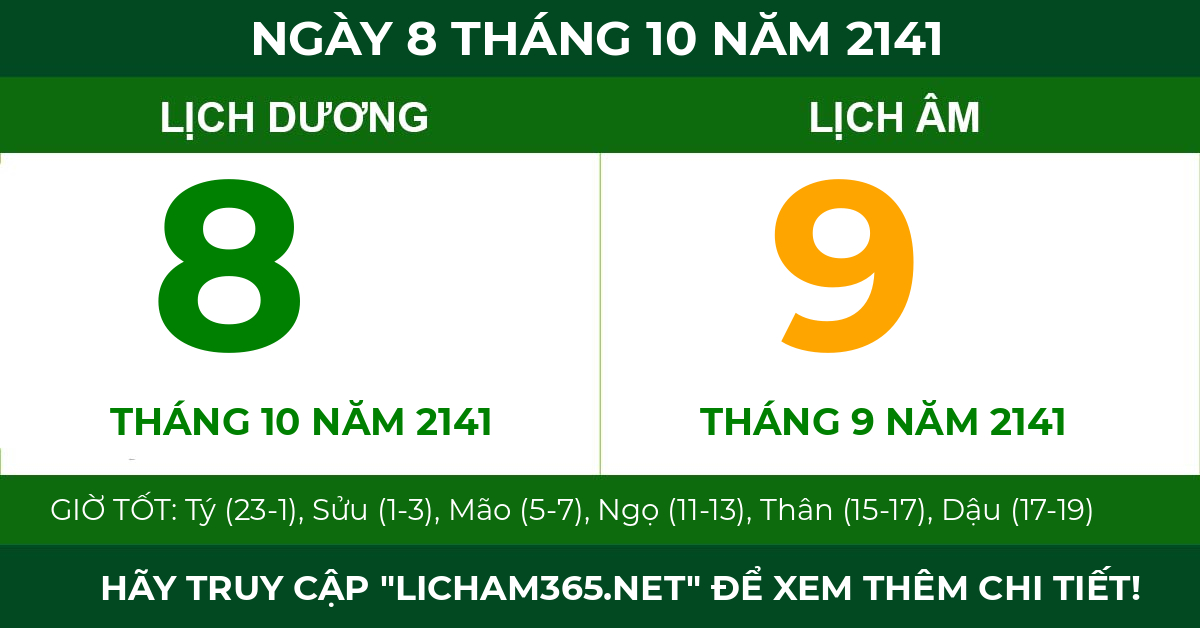 lịch âm ngày 8 tháng 10 năm 2141