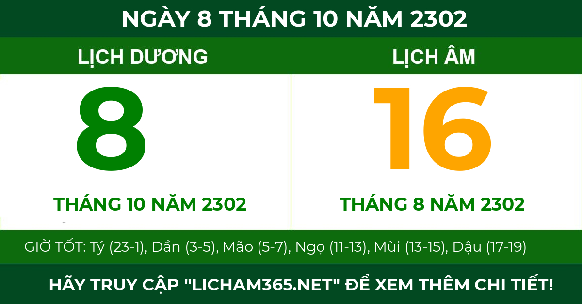 lịch âm ngày 8 tháng 10 năm 2302