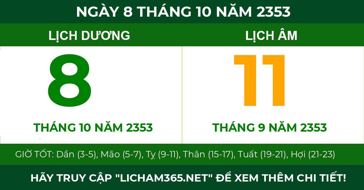 lịch âm ngày 8 tháng 10 năm 2353