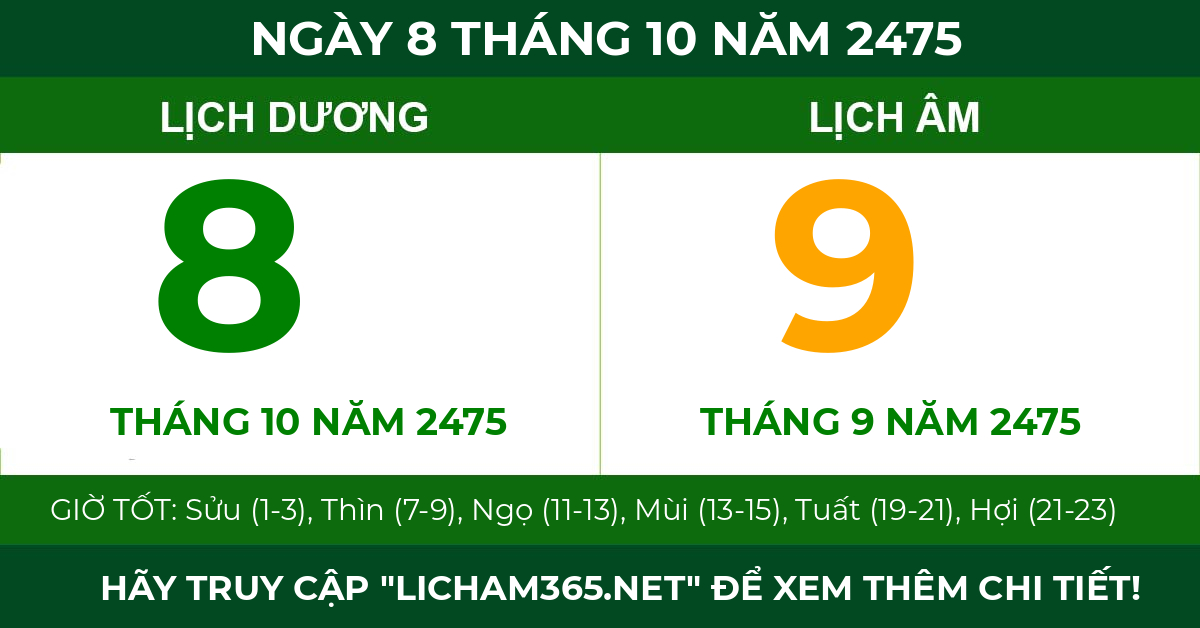 lịch âm ngày 8 tháng 10 năm 2475