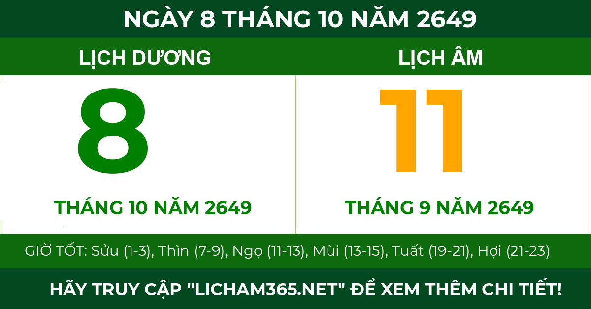 lịch âm ngày 8 tháng 10 năm 2649