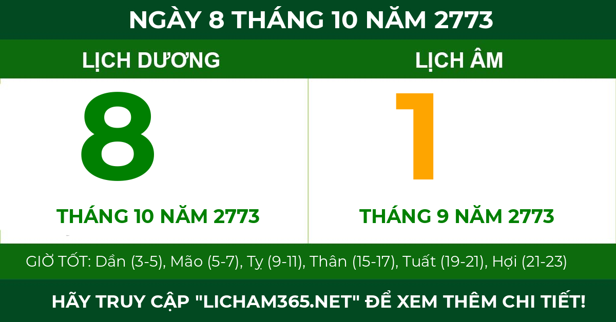 lịch âm ngày 8 tháng 10 năm 2773