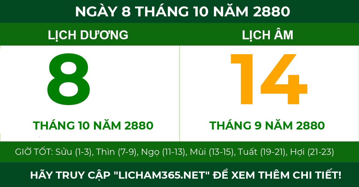 lịch âm ngày 8 tháng 10 năm 2880