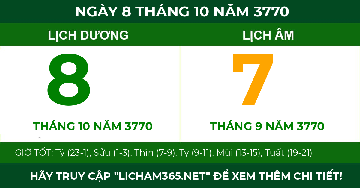 lịch âm ngày 8 tháng 10 năm 3770