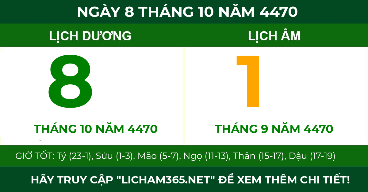 lịch âm ngày 8 tháng 10 năm 4470